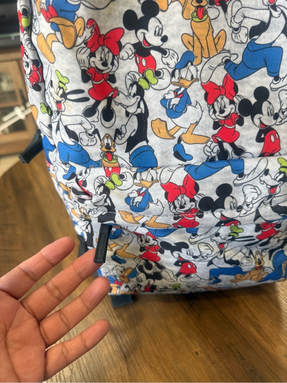 Disney Multi-Character Print Kids Backpack in White, Red & Blue